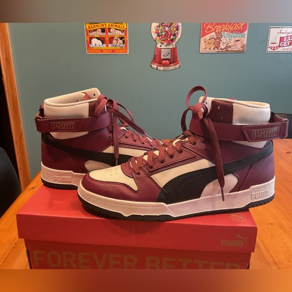 MEN’S PUMA BASKETBALL HIGH TOP SNEAKERS SZ 12 RBD GAME MAROON PURPLE BLACK WHITE - Picture 3 of 11